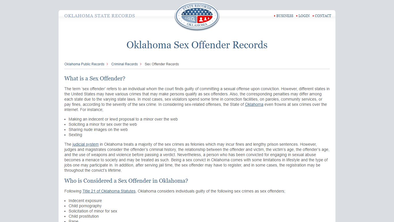 Oklahoma Sex Offender Records | StateRecords.org